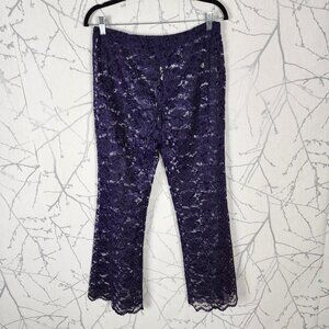 Vintage Union Made 70's Purple Lace Sheer Pull On Flare Pants